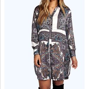 Paisley printed shirt dress